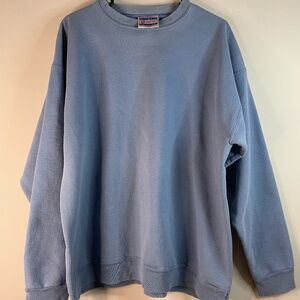 Vintage 90s Blue Hanes Ultimate Cotton Printpro Crewneck Sweatshirt - Size Large